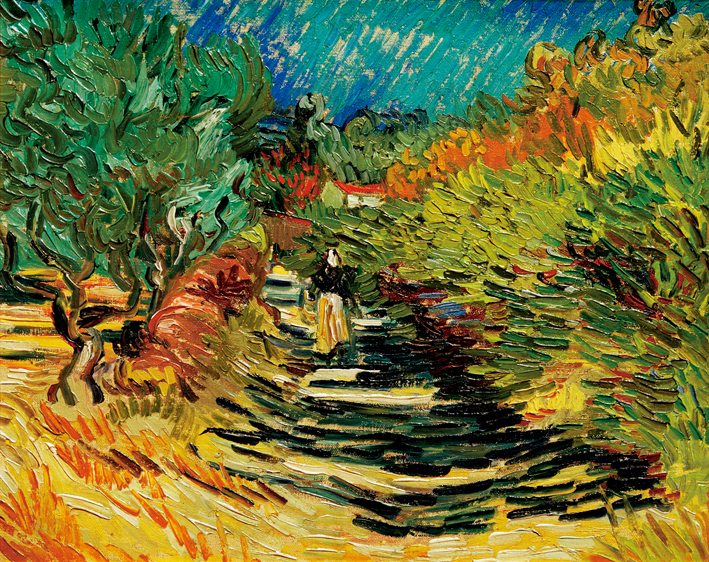  文森特·威廉·梵高  Vincent Willen Van Gogh —— 圣雷米小路上的行人